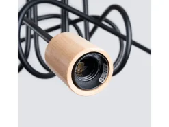 Lámpara de araña Sparkon minimalista de acero/madera - 5 fuentes luminosas 4000K - L.15 x A.26 cm - negro/madera natural