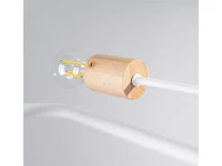 Lámpara De Araña Timbo Desván De Acero/Madera - 8 Fuentes Luminosas - L.100 X A.16,5 Cm - Blanco/Madera Natural