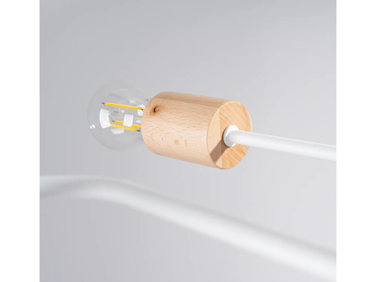 Lámpara De Araña Timbo Desván De Acero/Madera - 8 Fuentes Luminosas - L.100 X A.16,5 Cm - Blanco/Madera Natural