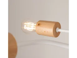 Lámpara De Araña Timbo Desván De Acero/Madera - 8 Fuentes Luminosas - L.100 X A.16,5 Cm - Blanco/Madera Natural