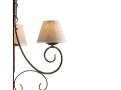 Lámpara de araña Vienesa marrón con oro antiguo y pantallas efecto yute, 3 luces Ø52 cm