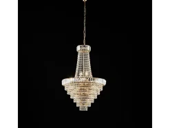Lámpara de araña Vladimir en hierro y latón dorado con pedrería 8 luces 129 Ø51 BL263-8-OR