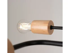 Lámpara de araña Zimbo desván de acero/madera - 6 fuentes luminosas 4000K - L.85 x A.16,5 cm - negro/madera natural