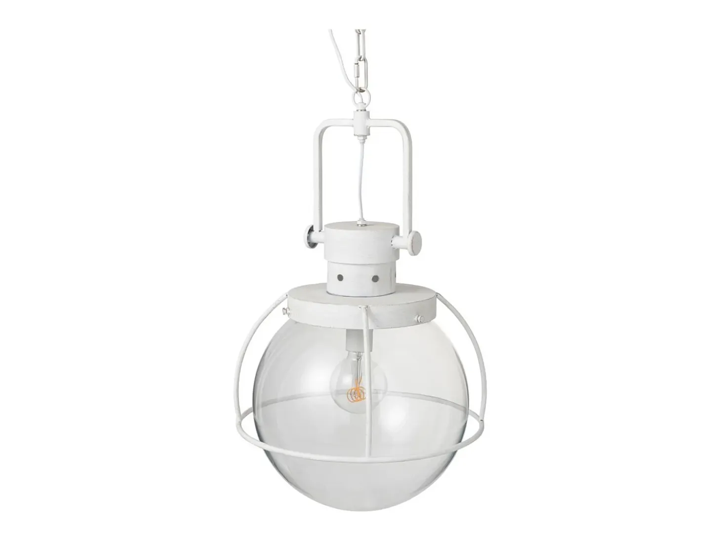 Lámpara de bola suspendida de vidrio y metal blanco 40*180 cm