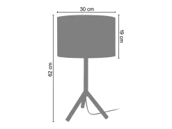 Lámpara de Mesa TOSEL ,madera,natural,A62xD 30xP30cm