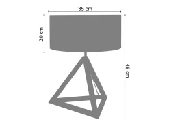 Lámpara de Mesa TOSEL ,madera,Blanco ,A48xD35xP35cm