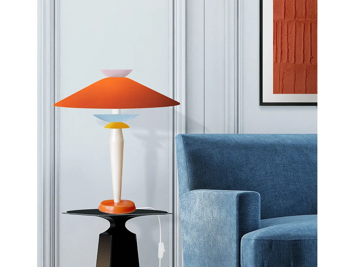 Lámpara de Mesa TOSEL ,metal,madera,Naranja,A52xD39xP39cm