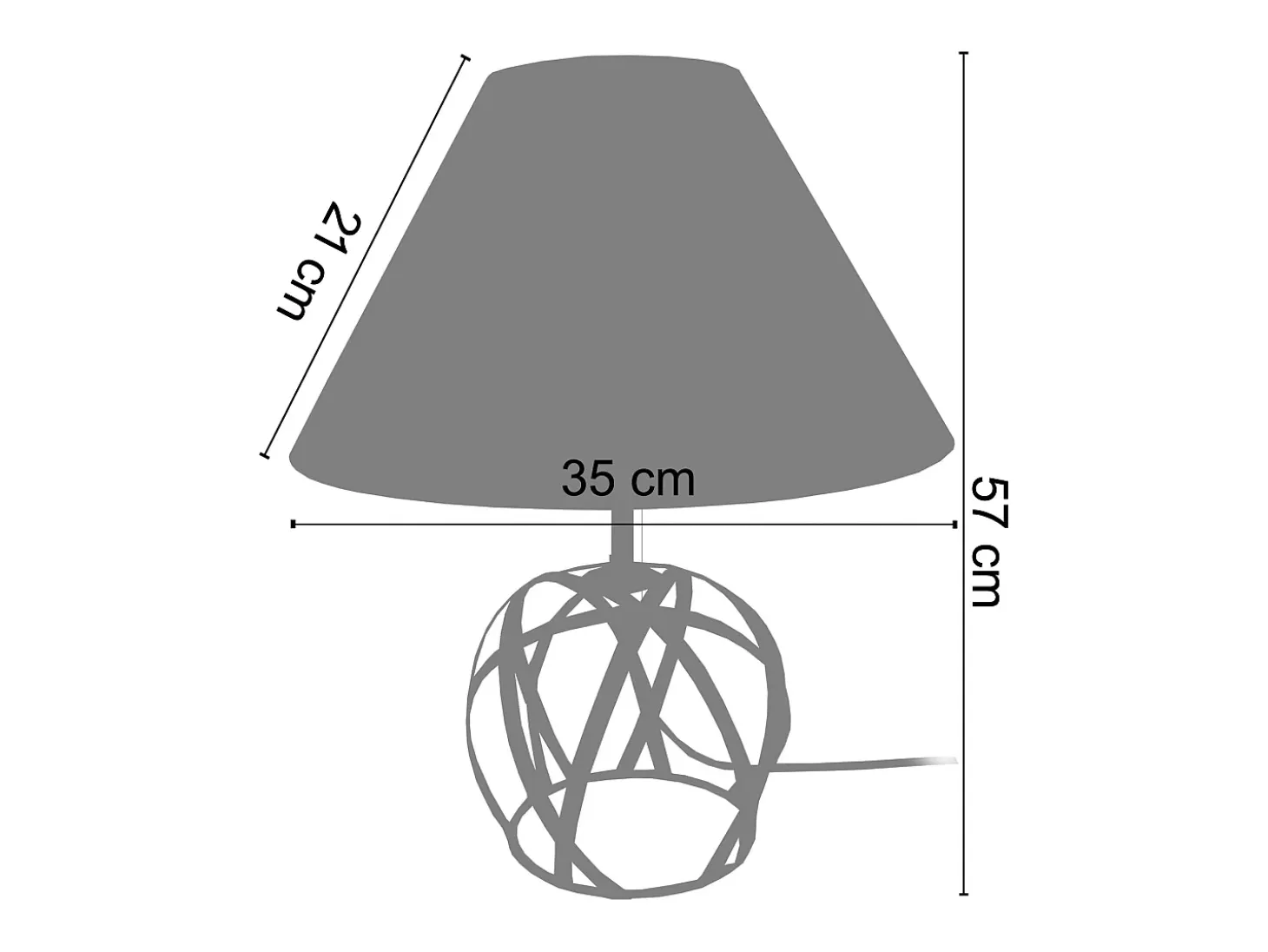 Lámpara de Mesa TOSEL ,metal,Negro , A57xD35xP 35cm