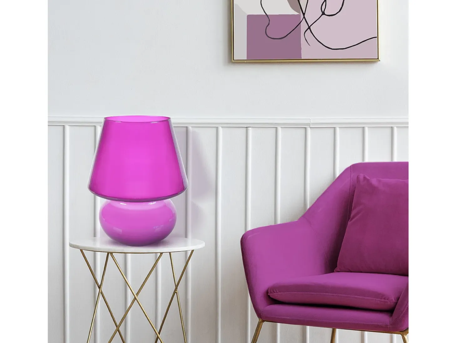 Lámpara de Mesa TOSEL ,vidrio,Rosa ,A37xD30xP30cm