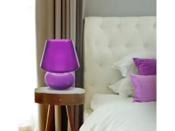 Lámpara de Mesa TOSEL ,vidrio,violeta ,A37xD30xP30cm