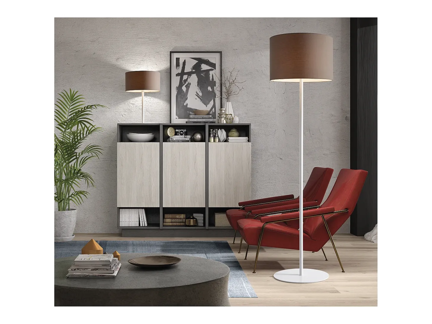 Lámpara de mesa Amsterdam de estilo clásico - Alt. 54 cm - interior- acero y blanco-on/off- E27 Máx. 40W- IP20