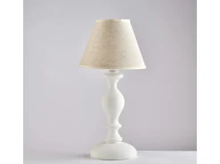 Lámpara de mesa Cascina Shabby de madera blanca, 1 luz con pantalla dm.20 H.40 Ø20 BL265-LT-BCO