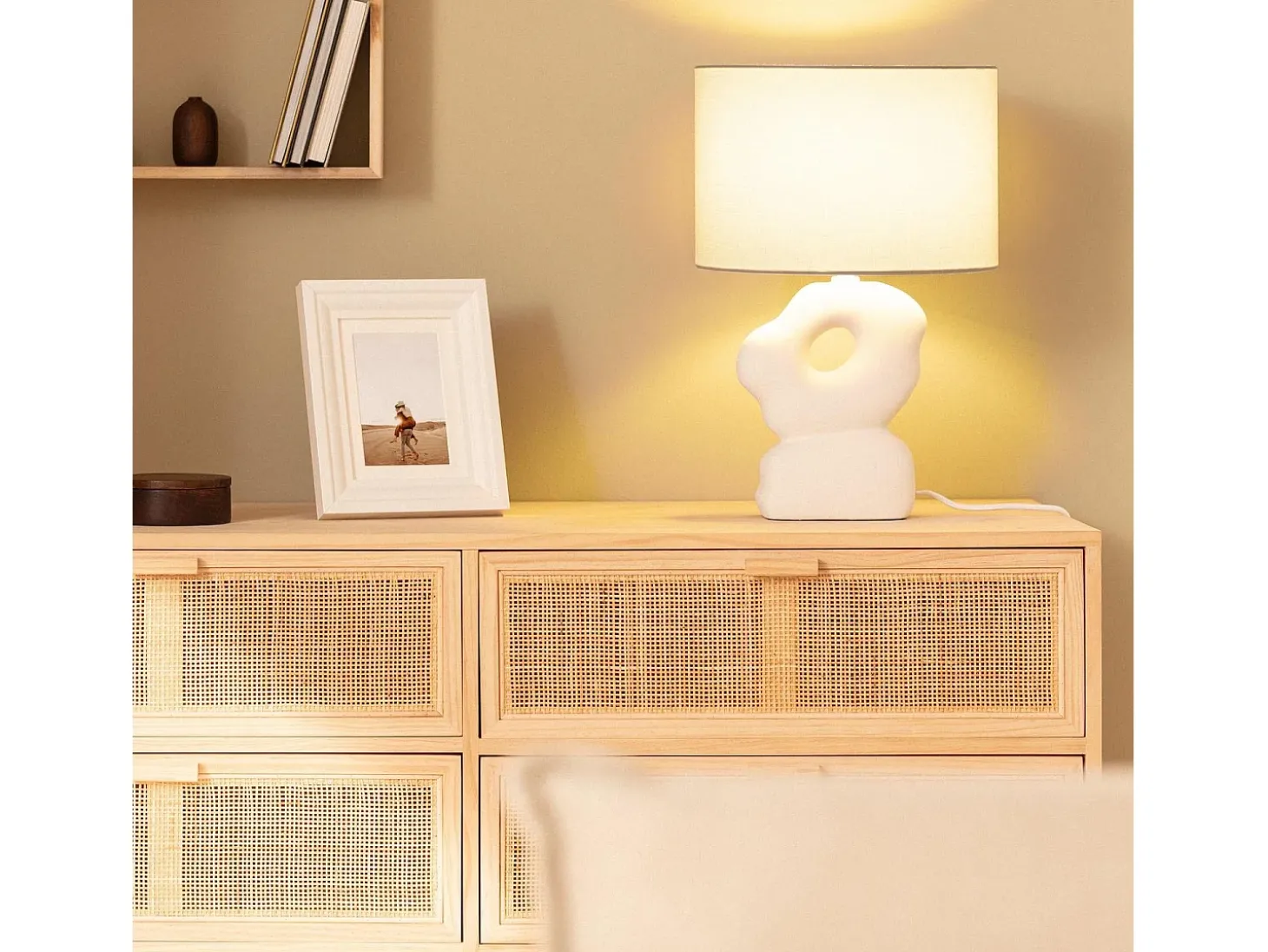 Lámpara de Mesa Cerámica Illinois Blanco