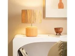 Lámpara de Mesa Cerámica y Rafia Kinney Terracota