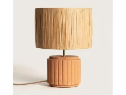 Lámpara de Mesa Cerámica y Rafia Kinney Terracota