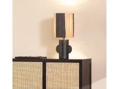 Lámpara de Mesa Cerámica y Rafia Tyler Negro