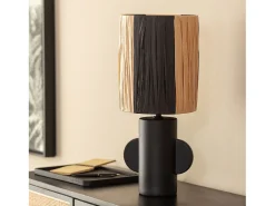 Lámpara de Mesa Cerámica y Rafia Tyler Negro