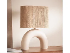 Lámpara de Mesa Cerámica y Cuerda Natural Callie Beige