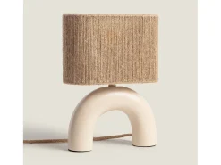 Lámpara de Mesa Cerámica y Cuerda Natural Callie Beige