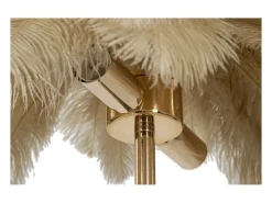 Lámpara de mesa con pantalla de plumas y 2 luces Palm S - Marrón