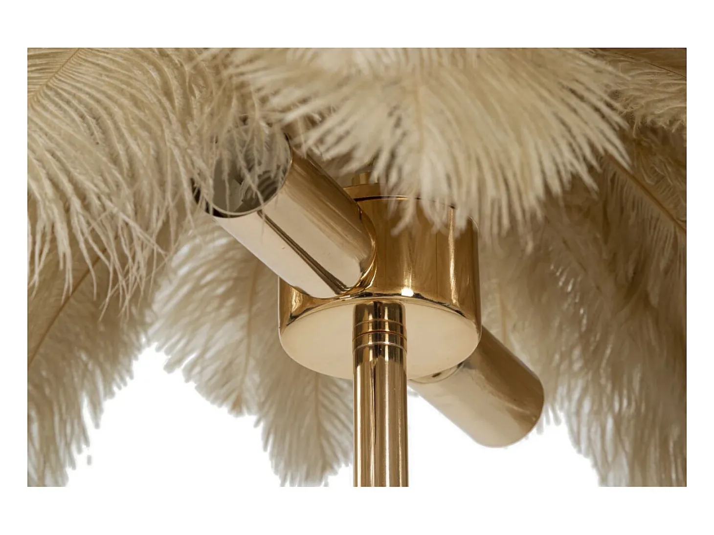 Lámpara de mesa con pantalla de plumas y 2 luces Palm S - Marrón