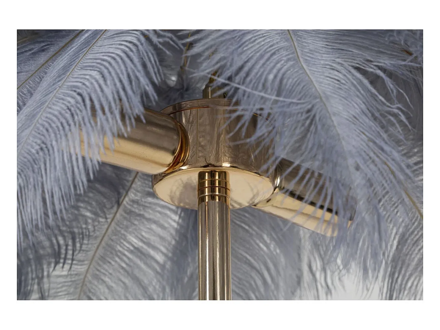 Lámpara de mesa con pantalla de plumas y 2 luces Palm S - Gris