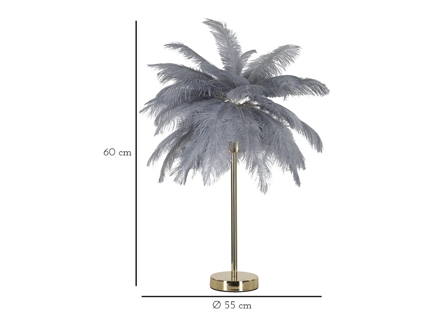 Lámpara de mesa con pantalla de plumas y 2 luces Palm S - Gris