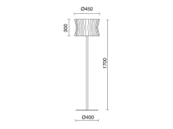 Lámpara de mesa CORA estilo clásico - Alt. 170 cm - E27 40W - pantalla cinta plisada ø38,5 cm - cable 2 mts - on&off - acero y blanco - IP20