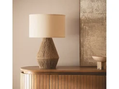Lámpara de Mesa Cuerda Natural y Lino Muitu Dione Beige Lino