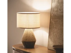 Lámpara de Mesa Cuerda Natural y Lino Muitu Dione Beige Lino