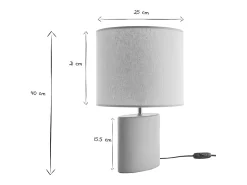 Lámpara de mesa de cerámica color topo mate con pantalla de lino natural TIGA
