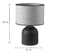 Lámpara de mesa de cerámica negra con pantalla de rafia 35 cm ROCHA