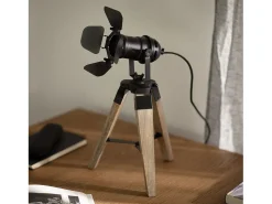 Lámpara de Mesa de Madera y Metal Cinema Kurangna XS Negro