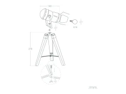 Lámpara de Mesa de Madera y Metal Cinema Kurangna XS Negro