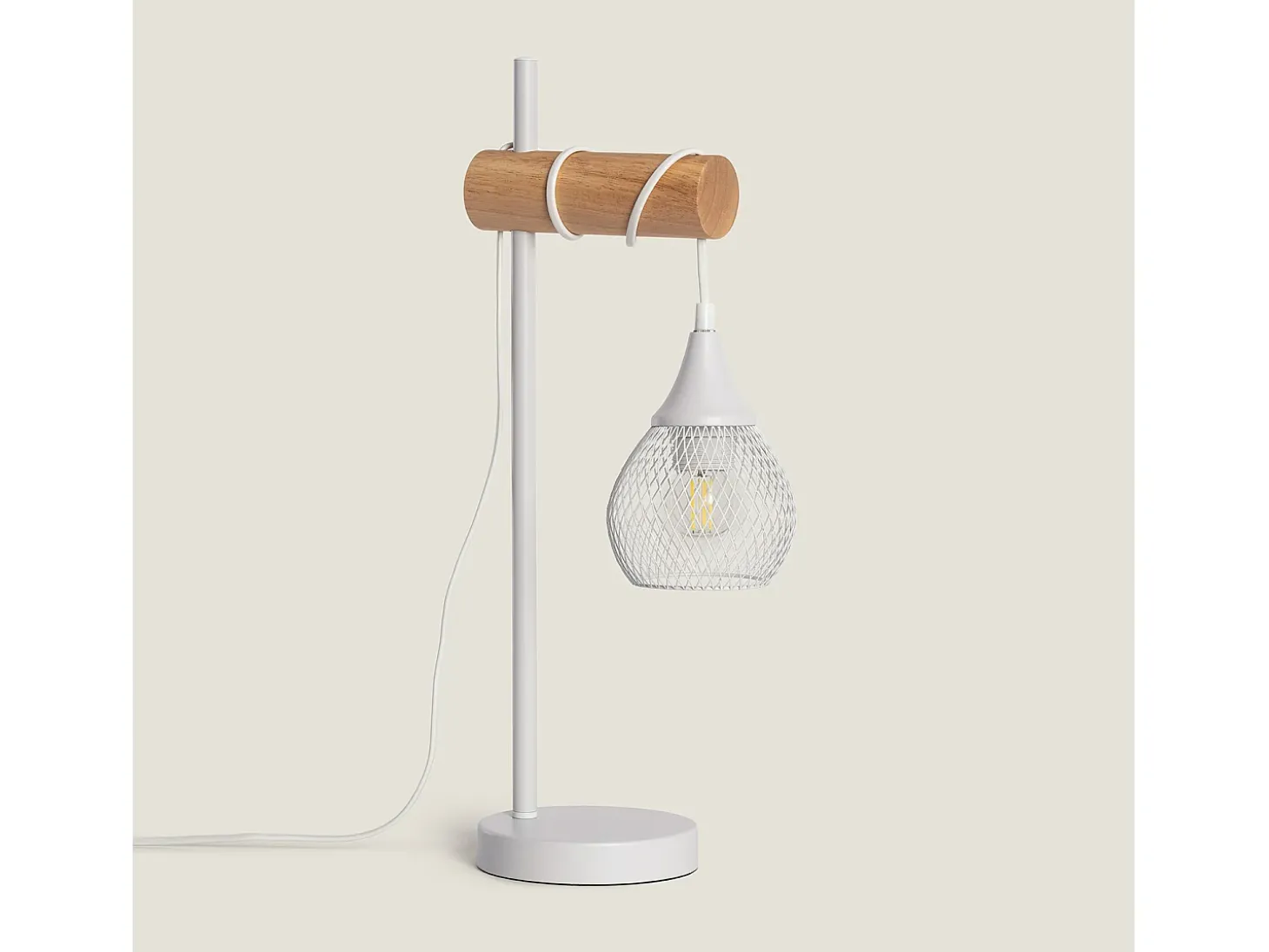 Lámpara de Mesa de Metal WiFi con Regulador Monah Blanco