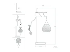 Lámpara de Mesa de Metal y Madera Monah Blanco
