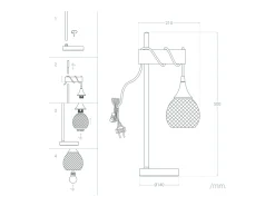 Lámpara de Mesa de Metal y Madera Monah Negro