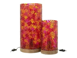 Lámpara de mesa de mosaico de flores de cristal multicolor 21x21x45.5 cm