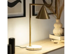 Lámpara de Mesa de Mármol y Metal Tinos Dorado