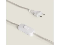 Lámpara de Mesa de Ratán y Metal Baracoa Blanco