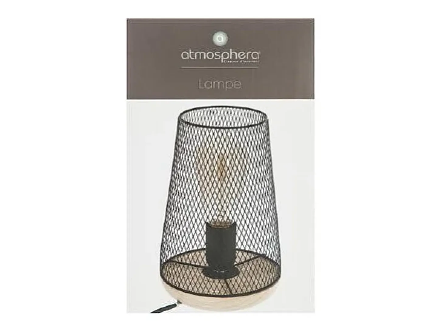 Lámpara de mesa de rejilla y madera