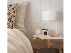 Lámpara de Mesa de Tela y Madera Jedali Blanco