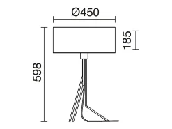 Lámpara de mesa DIAGONAL estilo moderno- Alt. 59,8 cm - pantalla sintética ø45 cm - on&off - cable 1,5 mts E27 13W - acero y negro - IP20 - interior
