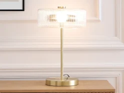 Lámpara de mesa dorada y transparente D.30 x Alt.49 cm- LACAYA