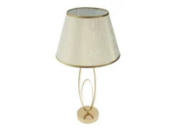 Lámpara de mesa elegante con base dorada y pantalla beige Flush M