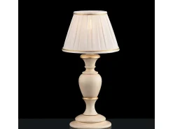 Lámpara de mesa Fiorenza de madera marfil y dorada, 1 luz con pantalla dm.20 H.43 Ø20 BL172-LT-AV