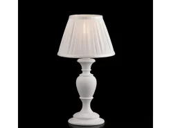 Lámpara de mesa Fiorenza Shabby de madera blanca, 1 luz con pantalla dm.20 H.43 Ø20 BL172-LT-BCO