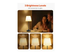 Lámpara de Mesa Inalámbrica SucceBuy, 2 Piezas, Batería Recargable Integrada de 5200 mAh, 3 Niveles de Luminosidad, Pantalla de Tela, para Dormitorio, Dorada