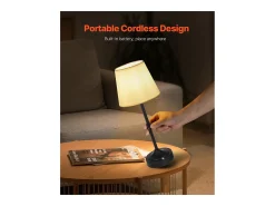 Lámpara de Mesa Inalámbrica SucceBuy, 2 Piezas, Batería Recargable Integrada de 5200 mAh, 3 Niveles de Luminosidad, Pantalla de Tela, para Dormitorio, Dorada