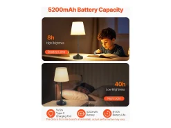 Lámpara de Mesa Inalámbrica SucceBuy, 2 Piezas, Batería Recargable Integrada de 5200 mAh, 3 Niveles de Luminosidad, Pantalla de Tela, para Dormitorio, Dorada